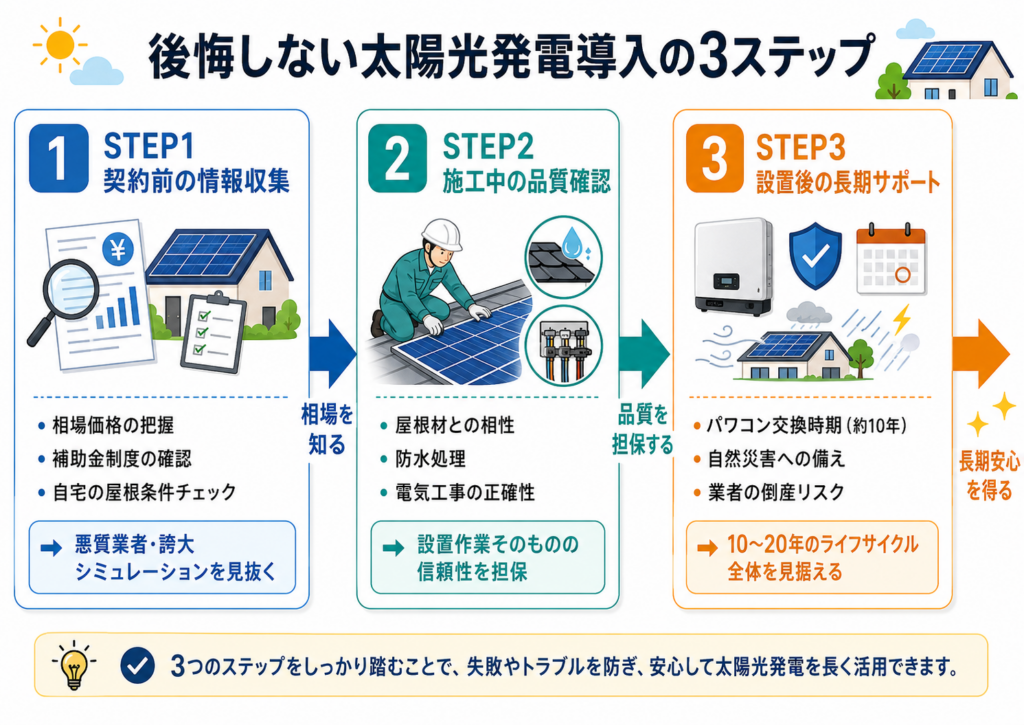 太陽光発電導入の3ステップ画像